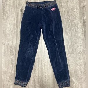 Juicy Couture navy joggers w/ rainbow sparkle waistband, girls size 7‎